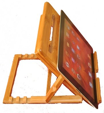 Compact Eco Bamboo Adjustable Ipad Stand II, Natural Brown Color, 8