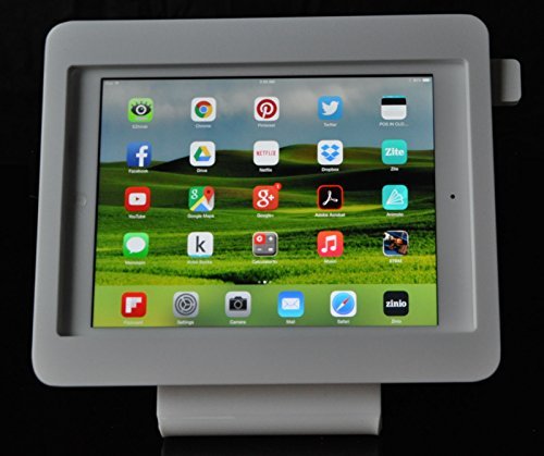 iPad mini 1/2/3 White Security Enclosure with Desktop Stand for PayPal Here, Amazon local register, Square, ID Tech Shuttle, PayAnywhere Card Reader