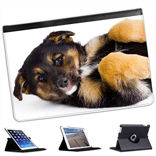 German Shepherd Puppy Dog On Back For Apple iPad Mini, iPad Mini 2, iPad Mini Retina, iPad Mini 3 Faux Leather Folio Presenter Case Cover Bag with Stand Capability