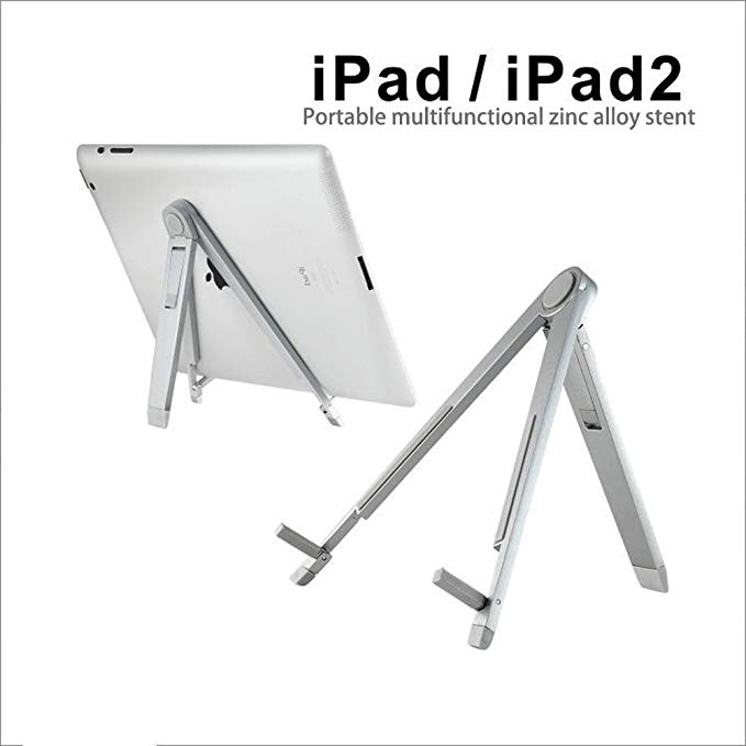 Tablet Stand for iPad 2 3 4 Air 2 Mini Samsung Galaxy Tab S S2 A E 3 4 Note Pro & Universal Fits Kindle E-Reader & Smartphones Best Portable Fold-Up Holder for Kitchen Office Desk Work Bed Face Time