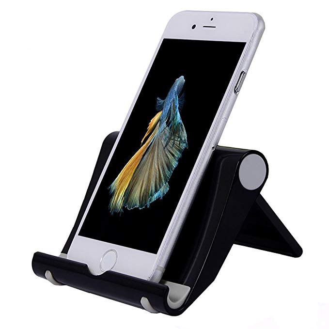 Phone Stand for Desk, LODOICEA Foldable Multi-Angle Cell Phone Tablet Stand Holder For iPhone 7,7plus,6 6s Plus Samsung Galaxy S7/ S6/ S6 Edge , Lumia, Tablet iPad (Black)