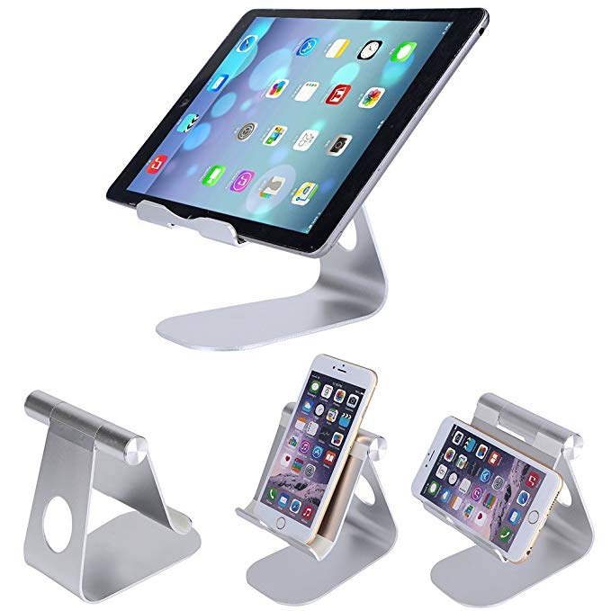 WER Adjustable Tablet Stand Aluminum Multi-Angle Rotatable Desktop Stand Holder Dock Mount Cradle for iPhone, iPad, Kindle Fire, Google Nexus, Samsung Galaxy / Tab and More Cell Phone