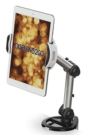 Displays2go iPad Table Clamp, Holder for iPad 1-4 and iPad Air, Rotating/Tilting (IPDLMCSV360)