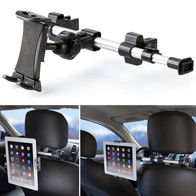 iKross Tablet Mount Holder Universal Car Backseat Headrest Extendable Mount Holder For Apple iPad Pro 10.5/9.7, iPad Air/Mini, Samsung Galaxy Tab, Nintendo Switch, and 7-10.2-inch Tablet - Black