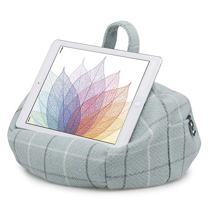 iBeani Tablet Stand/Beanbag Cushion Holder, Compatible with all iPads, Tablets & eReaders. Comfort at Any Angle - Duck Egg Check