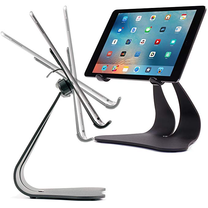 Thought Out Stabile PRO Adjustable iPad Stand Pro Air 2 12.9 10.5 9.7 Surface Galaxy Tablet Holder Pivoting Black - Made in USA