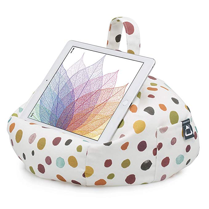 iBeani Tablet Stand/Beanbag Cushion Holder, Compatible with all iPads, Tablets & eReaders. Comfort at Any Angle - Polka Dot Whitby