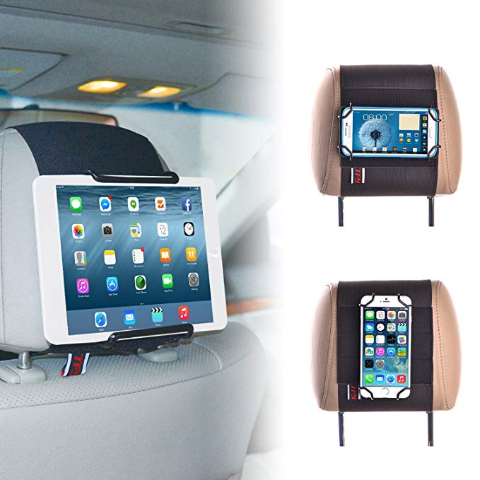 TFY Car Headrest Mount Holder for Tablets and Mobile Phones - iPhone XS/Max iPhone XR iPad 2/3 / 4 - iPad Mini - iPad Air - Samsung Tablet - iPhone X / 8/8 Plus / 6 6s Plus / 7/7 Plus - Huawei Ma