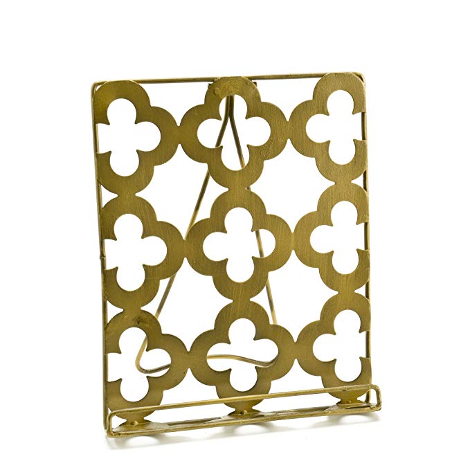 Quatrefoil Gold-colored Metal Tablet Holder