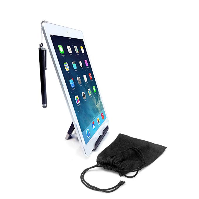 CTA Digital Travel Kit with Foldable Stand, Microfiber Pouch and Stylus for Tablets and Smartphones (PAD-TKS)