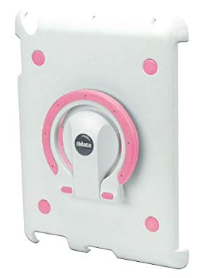 Aidata ISP202WP iPadStand Multi-function Stand, White Shell with White and Pink Ring For use with iPad 2; iPadStand can spin smoothly with angle adjustments between vertical and horizontal views