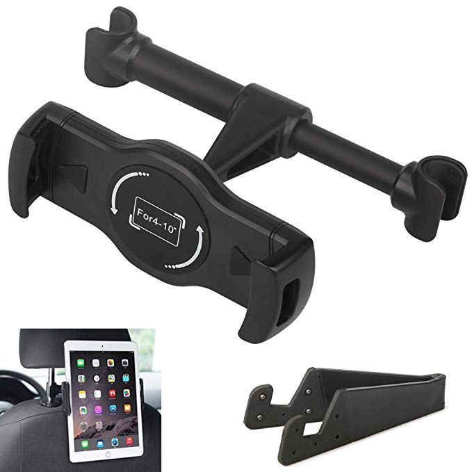 Car Headrest Mount Holder Phone Tablet Holder Stand Cradle for iPad Mini 2 3 4, iPad Pro Air Mini, iPhone X 8 8 Plus 7 7 Plus 6s, Samsung Galaxy Tab, Kindle Fire 7 8 HD and Other 4-10.5