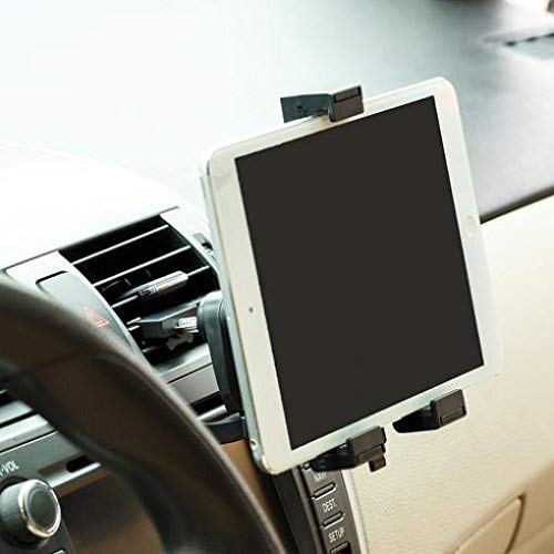 Car Mount Air Vent Tablet Holder Rotating Cradle Swivel Dock Stand Black for iPad 4, Air, 2, Mini, 2, 3, 4, Pro 9.7 - LG G Pad 10.1 7.0 8.0 8.3 F 8.0 - Verizon Ellipsis 7, 8