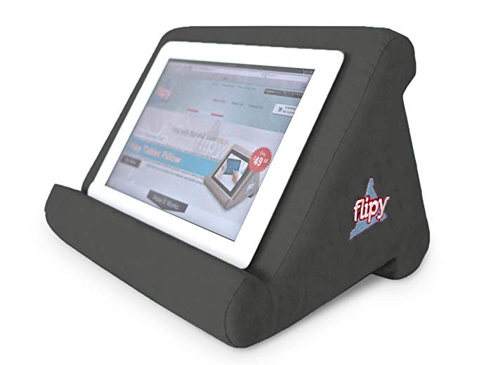 Flipy Multi-Angle Soft Pillow Lap Stand for iPads, Tablets, eReaders, Smartphones, Books, Magazines (Charcoal)