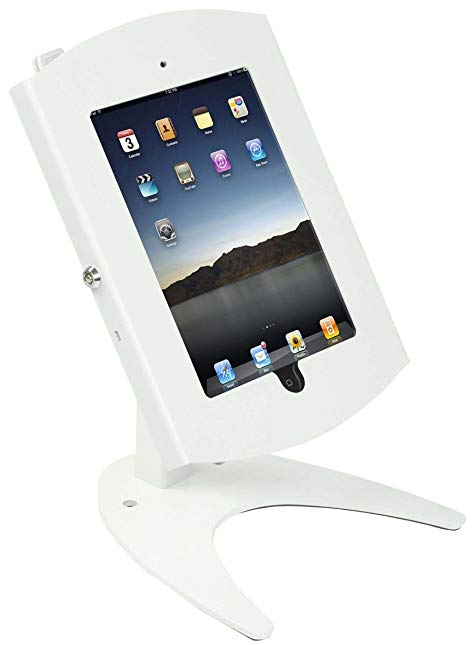 iPad Desktop Stand, Locking Enclosure, 2-4 and Air, Tablet Holder, Exposed 