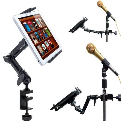 ChargerCity Heavy Duty 4-WAY Adjust Aluminum Alloy Pole/Bar Cymbal Mic Microphone Stand Podium Tablet Holder Clamp Mount for Apple iPad Pro Air Mini Samsung Galaxy Tab Surface Book Pro Google