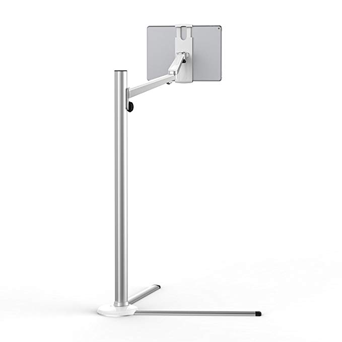 UPERGO Floor Stand Cell Phones, Tablets E-Readers, Height Adjustable, 360 Degree Rotating(UP-6S), Silver