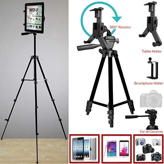 ChargerCity XL Smartphone & Tablet Holder Photo Booth Camera Tripod Kit w/360° Rotation for Apple iPad Pro Air Mini iPhone XR XS MAX X 8 7 Plus Microsoft Surface Samsung Galaxy Tab S8 S9 Note