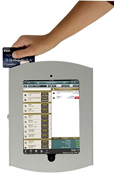 iPad POS Kiosk Wall Mount, Credit Card Bracket, for iPad 2-4 and Air, Hardware Included (Silver Steel)