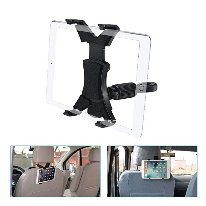 Car Headrest Tablet Mount Holder, MAYOGA Universal Tablet Clamp Holder 360° Rotation Car Back Seat Mount Holder Adjustable Tablet PC Lazy Bracket for 7 to 12’’ Tablets E-Reader Portable DVD Player