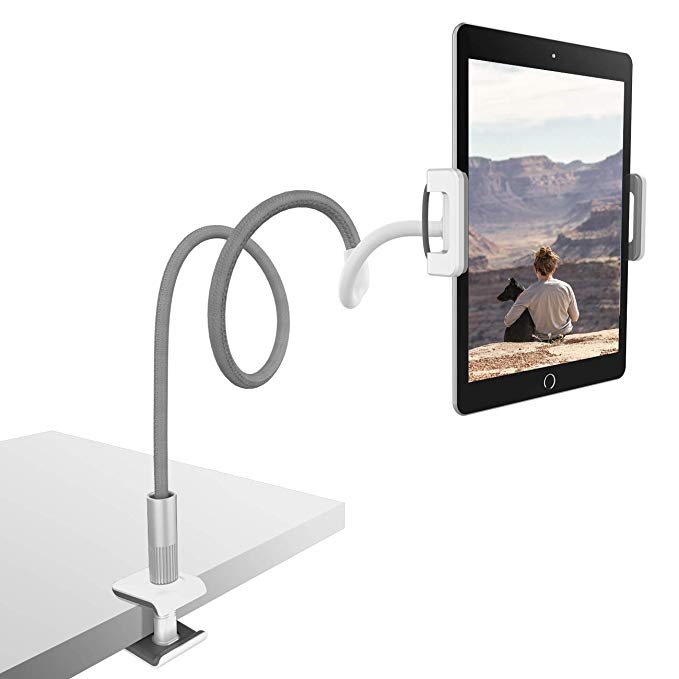 Gooseneck Tablet Holder, Lamicall Tablet Stand: Lazy Holder Flexible Long Arm Tablet Mount Compatible with iPad Mini 2 3 4, iPad Pro, iPad Air, Phone XS Max XR X 8 7 6 Plus and More 4-10.5 in Devices