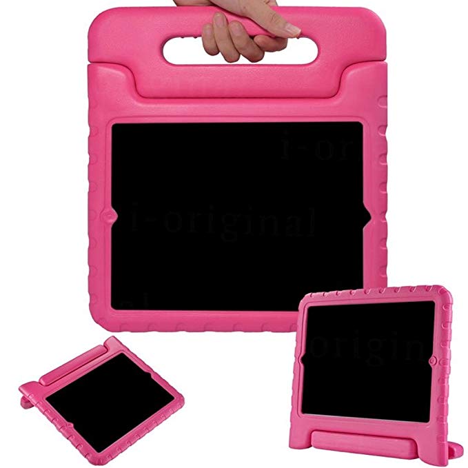 i-original Compatible Shock Proof iPad 2 3 4 EVA Case for Kids Bumper Cover Handle Stand, EVA Convertible Handle Light Weight EVA Protective Stand Bumper Cover (Magenta)