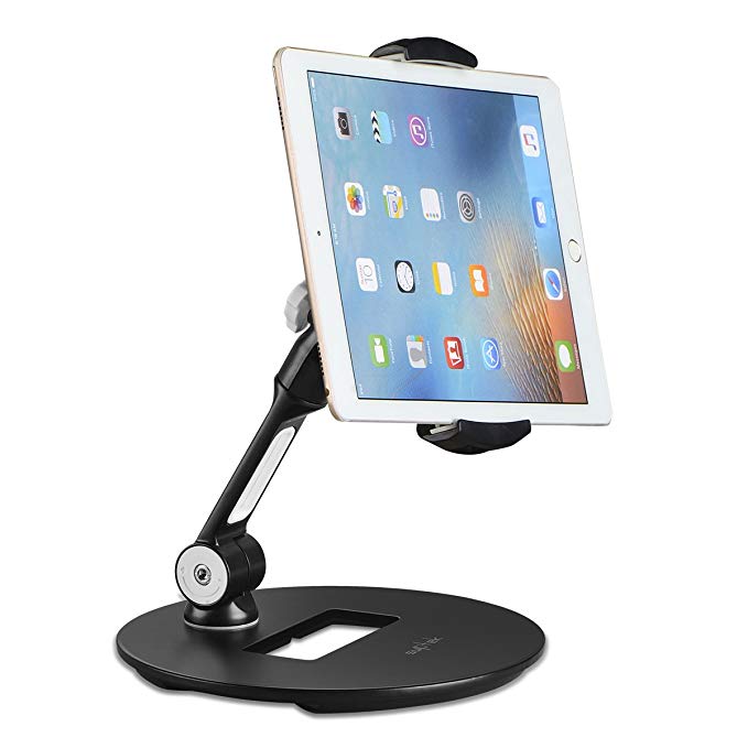 Suptek Aluminum Tablet Desk Stand 360° Flexible Cell Phone Holder Mount for iPad, iPhone, Samsung, Asus and More 4.7-12.9 inch Devices, Good for Bed, Kitchen, Office (YF108D)