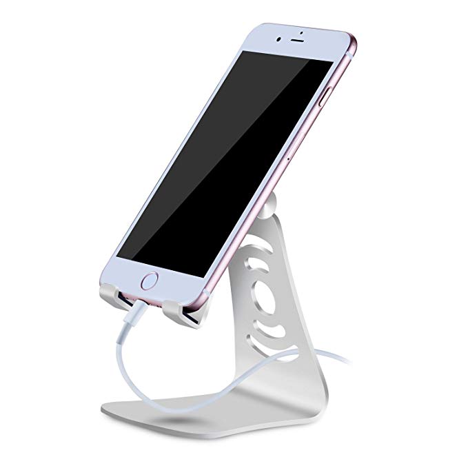 KSENDALO Adjustable Phone/Tablet Stand(270° Rotating), Phone Holder for Devices Within 4-8 inches, Silver