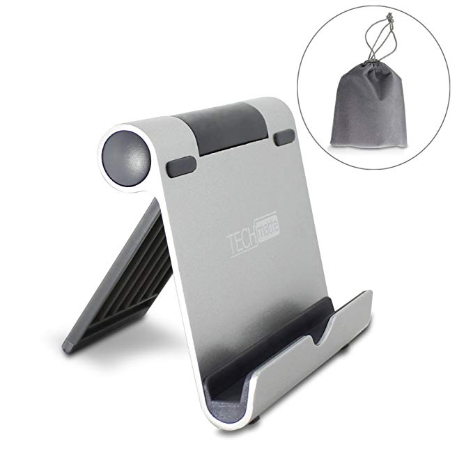 TechMatte iPad Stand Multi-Angle Aluminum Holder for Tablets, E-Readers and Smartphones - Mini Stand