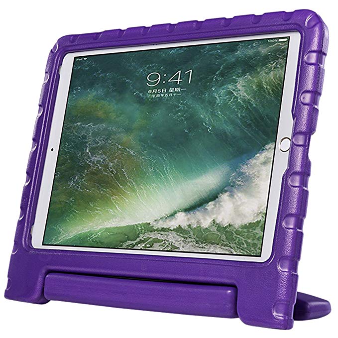 i-original Compatible Shock Proof iPad Pro 10.5 2017 EVA Case for Kids Bumper Cover Handle Stand, EVA Convertible Handle Light Weight EVA Protective Stand Bumper Cover (Purple)