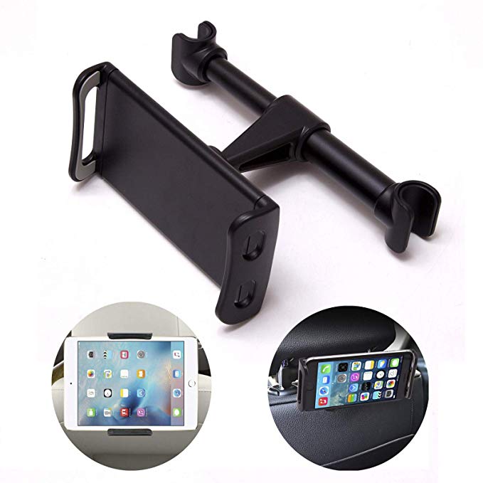 Tablet/Phone 5 Stars Car Headrest Mount, Universal Back seat Stand for iPad/iPhone/Samsung Galaxy/All Kindle Fire/, Fits All 4'' - 11'' Smartphones and Tablets (Black)