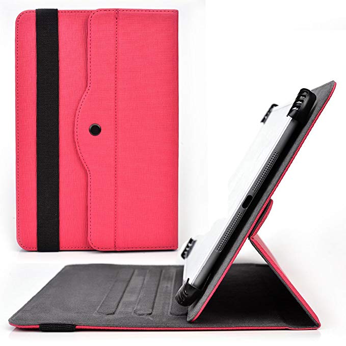 Motorola Xoom, Droid Xyboard 10.1 Rotating Cases | Neon Pink Universal Tablet Cover 10.1 Built-in Stand