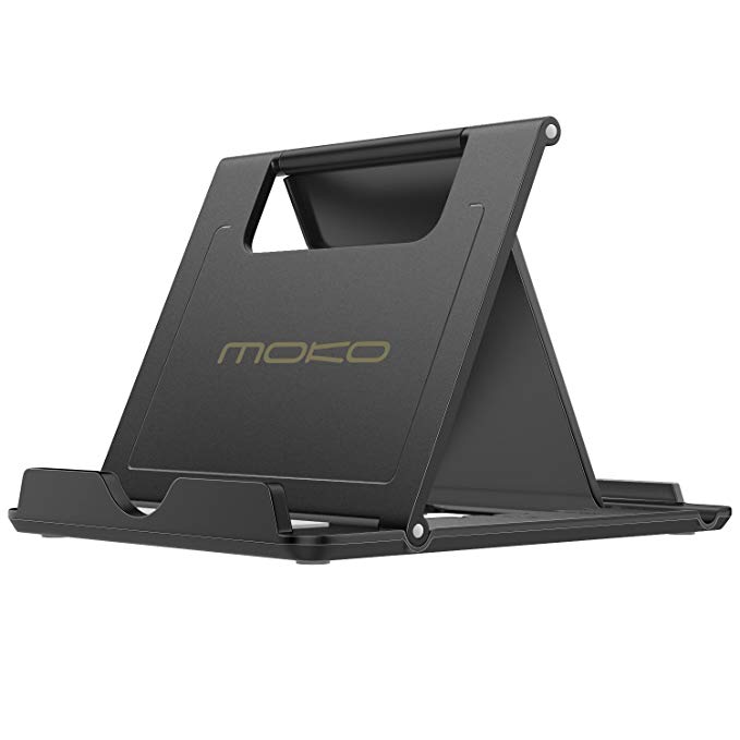 MoKo Cell Phone Stand, Tablet Stand, Universal Foldable Multi-Angle Desktop Holder for Smartphone, Tablet(6-11