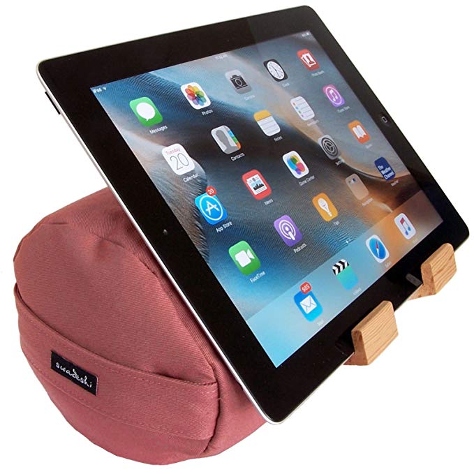 The eZView Tablet Bolster • Made in USA • Eco-Friendly Tablet Holder for Easy Hands-Free Viewing from any Angle • Perfectly Balanced iPad Pillow Stand for Bed and Sofa (Cayenne Red)