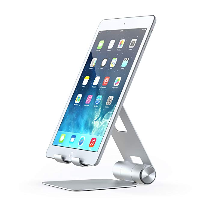 Satechi R1 Aluminum Multi-Angle Foldable Tablet Stand - Compatible with iPad Pro/iPad, iPhone Xs Max/XS/XR, 8 Plus/8, Samsung S9 Plus/S9, MacBook, Microsoft Surface Go, Nintendo Switch (Silver)