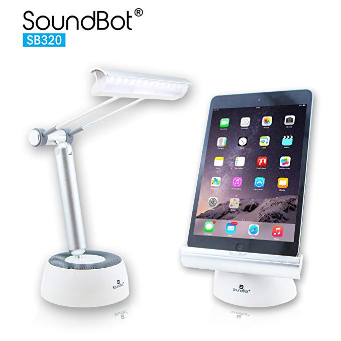 SoundBot SB320 3-in-1 Portable Wireless Bluetooth Speaker, LED Lamp,&Tablet/Smartphone Stand for Up to 11