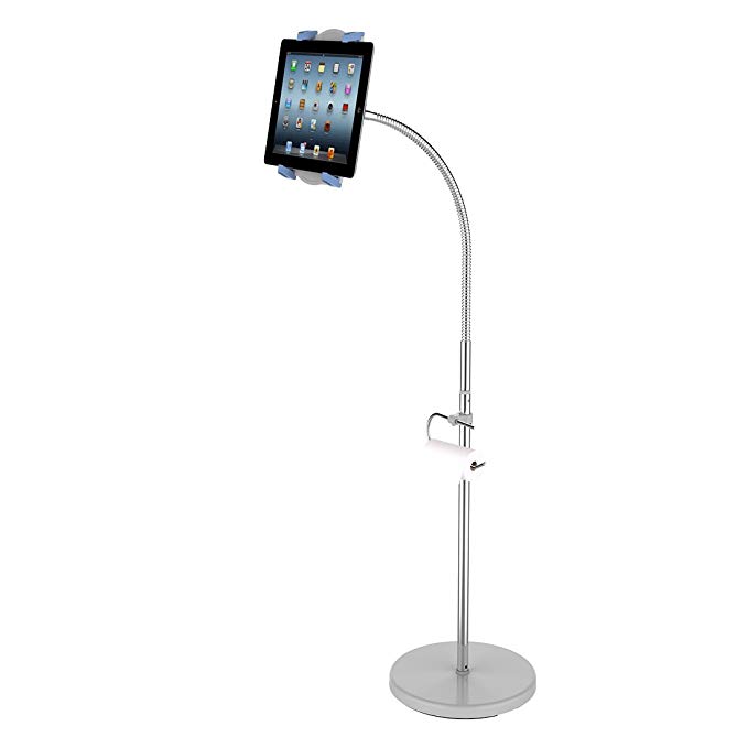 Loctek Height Adjustable Floor Tablet Holder PAD Pedestal Stand Mount for 7-12