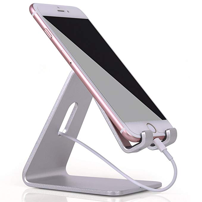 Cell Phone Stand, KAERSI K1 iPhone iPad Universal Stand Holder, Desk Dock Mount for iPhone 6 6s 7 Plus 4s 5c 5 5s Charging, Samsung Mobile Phone and Tablet Accessories iPhone Desktop Display - Silver