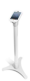 Maclocks 147W235SMENW Adjustable iPad Floor Stand with Locking Space Enclosure 39-45 Inches for iPad Mini (White)