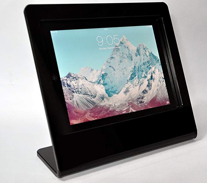 iPad 2/3/4 Black Desktop Stand for Kiosk, POS, Store Display, Show Display, made by Black Acrylic fits Square Reader