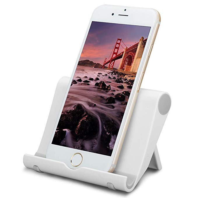 Mykit Multi-Angle iPad Stand, Universal Portable Durable Adjustable Holder for Tablets, E-readers and Smartphones Apple iPhone Samsung Galaxy/Tab HTC Google Nexus Pixel LG OnePlus and More (White)