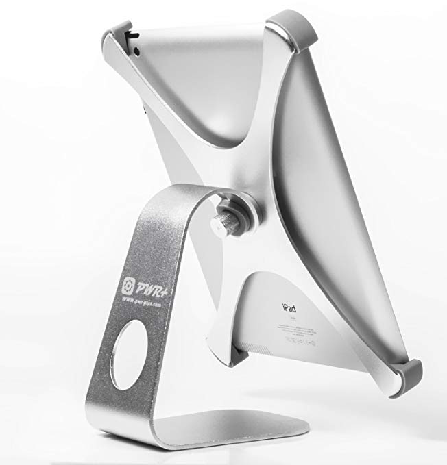 Pwr Silver Metal Pivoting Flex Ipad Stand-Holder for Apple-iPad-Air 1 2: (Check Compatibility Photo)