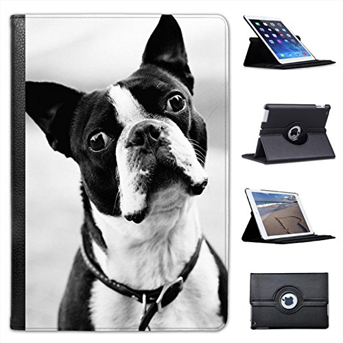 Boston Terrier Dog Black & White For Apple iPad Mini, iPad Mini 2, iPad Mini Retina, iPad Mini 3 Faux Leather Folio Presenter Case Cover Bag with Stand Capability