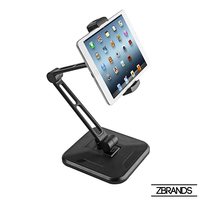 Heavy Duty Tablet iPad Adjustable Stand Mount | Fits Surface Pro, iPad, Galaxy Tab | Designed for Office Kitchen Desk (Stand Only)