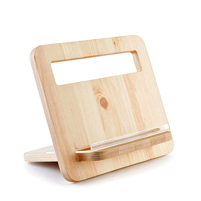 Pine Wood Stand Holder for Tablet iPad Cook Book for Desk Kitchen Adjustable Portable Light Weight 24cm Wide