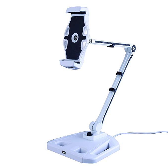 Kingotic Long Arm Tablet Stand Adjustable Stand Desktop Stand Holder (white)