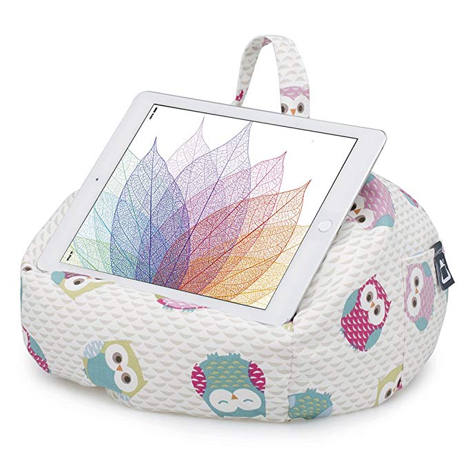 iBeani Tablet Stand/Beanbag Cushion Holder, Compatible with all iPads, Tablets & eReaders. Comfort at Any Angle - Owls