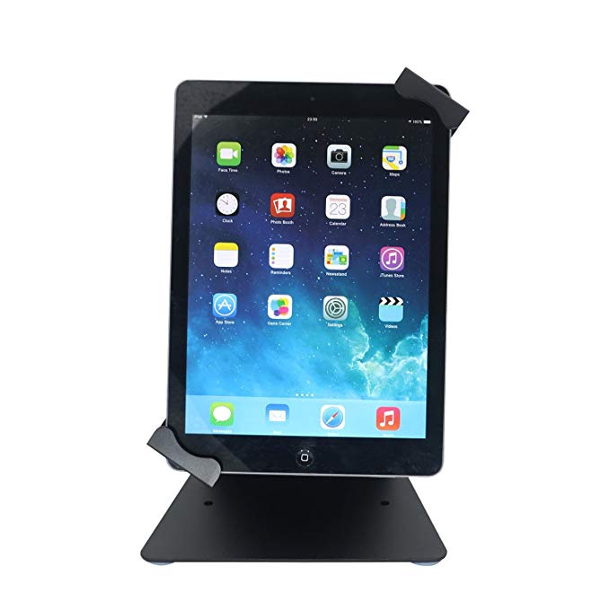 Itpossible iPad Desktop Anti-Theft Security Kiosk POS Stand Holder Enclosure with Lock & Key for iPad air, iPad Mini, Galaxy Tab, Note 10.1, 7-10 inch Tablets, Flip & Rotate Design, Black